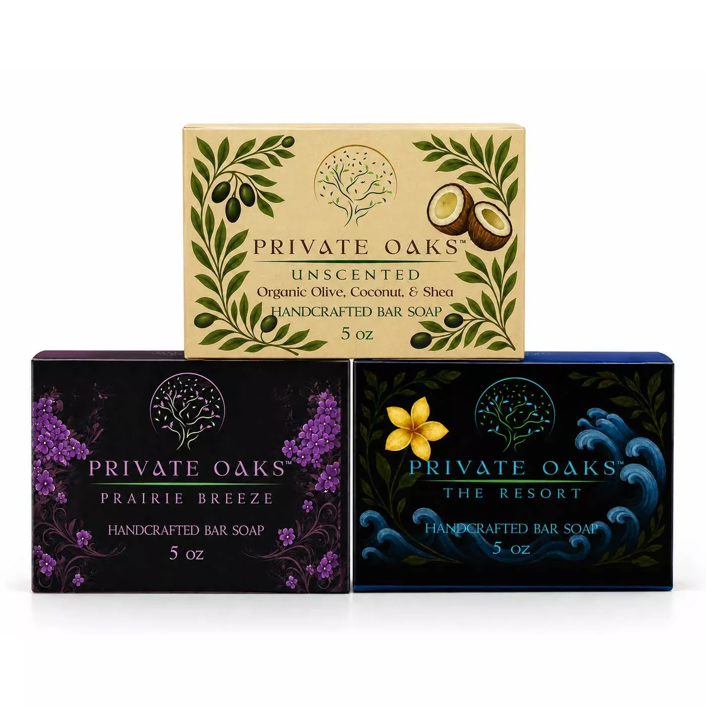 Clean & Classic Bar Soap Set | Pack of 3 | 5 oz | Private Oaks Soap Co.
