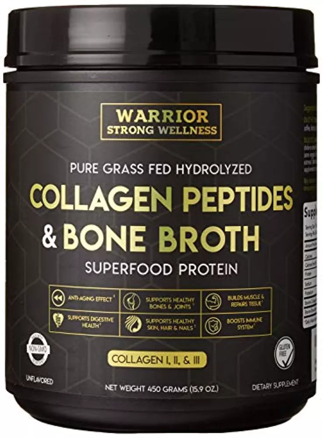 Collagen Peptides & Bone Broth, Pure Grass-Fed Hydrolyzed Collagen Powder Boost for Healthy Skin, Nails, Hair, Joints, Muscles