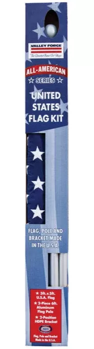 Complete Nylon American Flag & Angle-Mount Aluminum Flagpole Kit - 6'