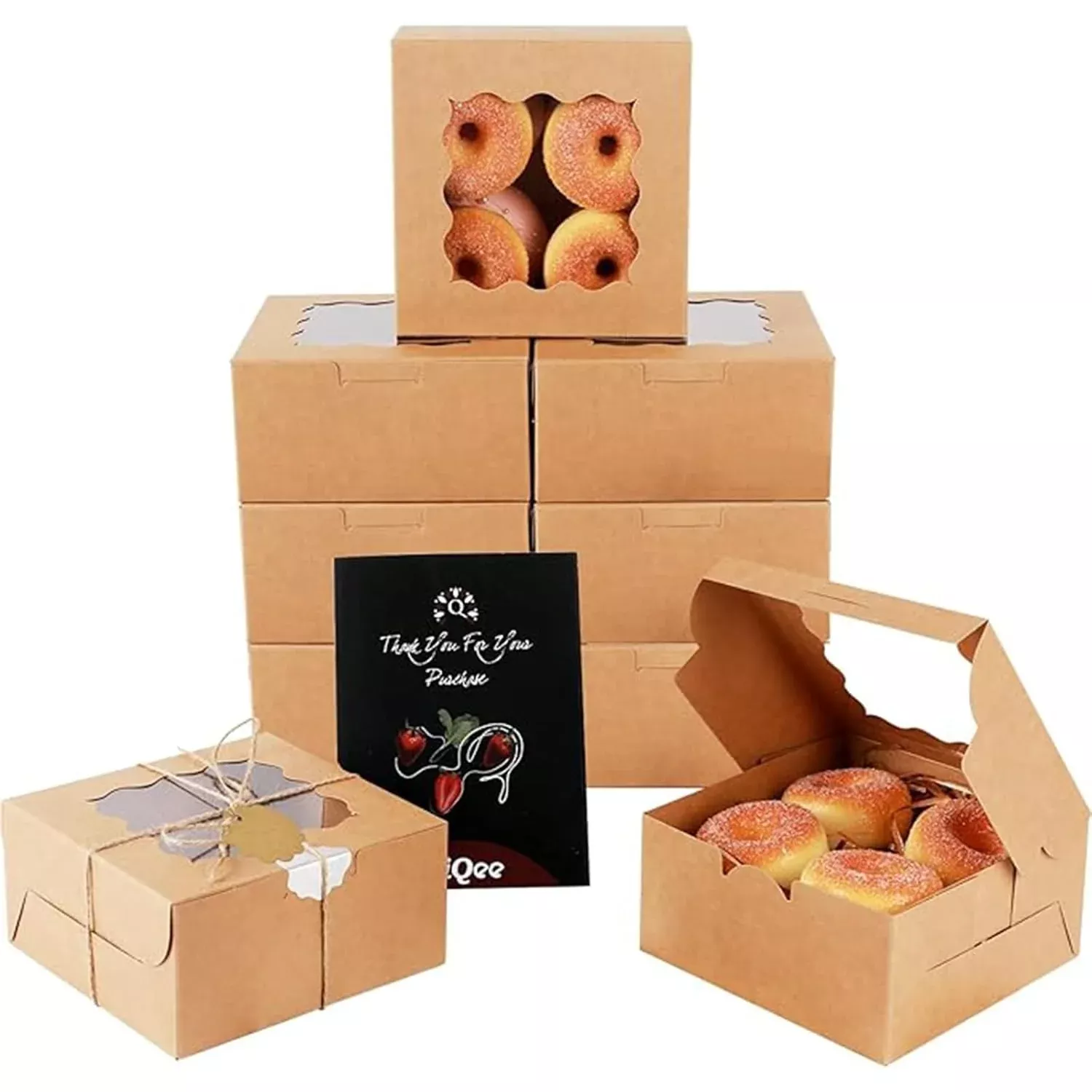 Cookie Boxes With Window, 60packs 6x6x3