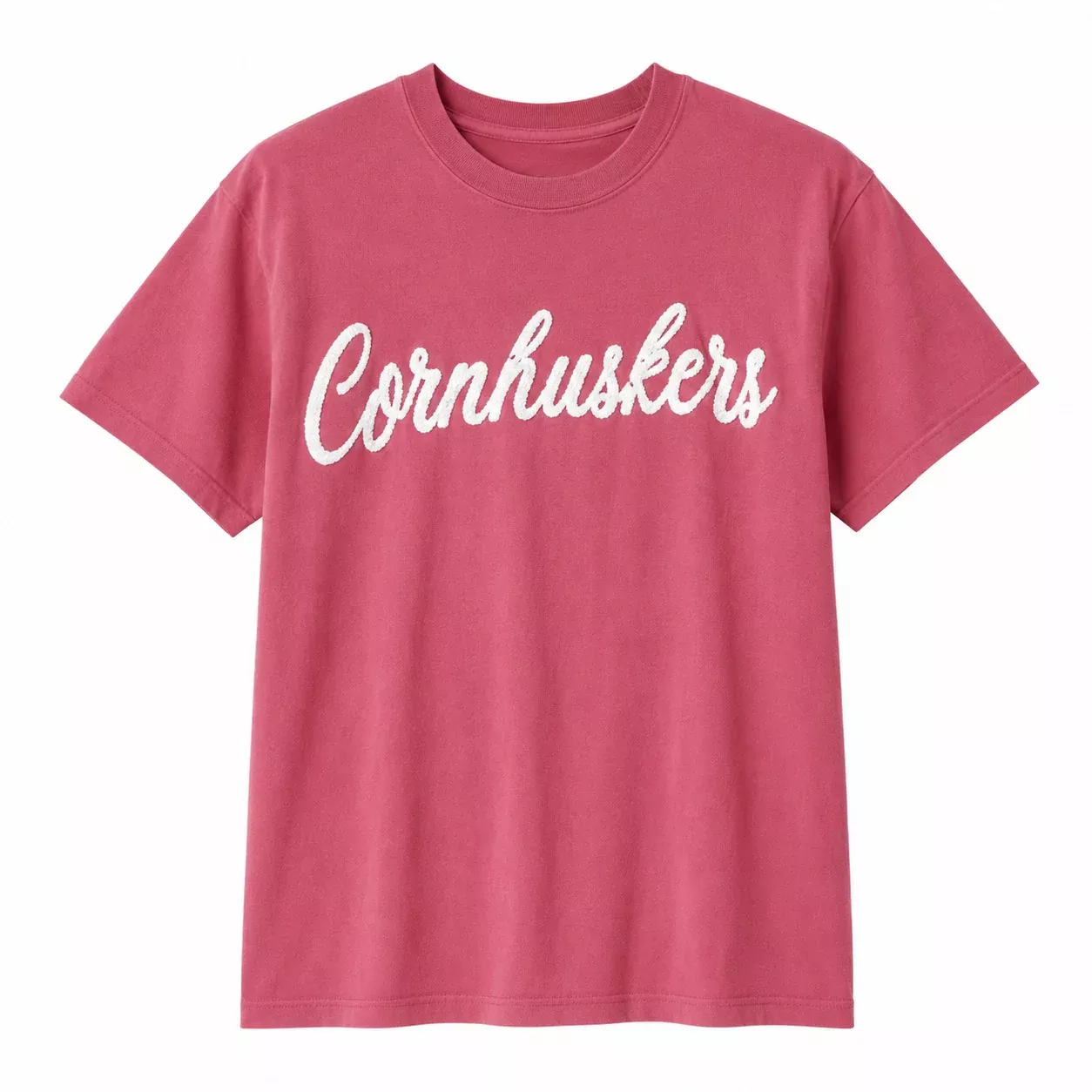Cornhuskers Sewn Appliqué Scroll Red Licensed Women's Shirt | Multiple Sizes | H.Flynn Designs