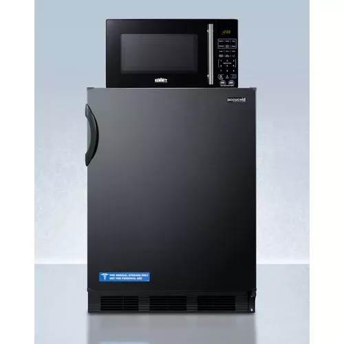 Counter Height Refrigerator/Freezer And Compact Microwave In Black With Allocator And Usb Ports For 1-Plug Operation - MRF66BKA Summit