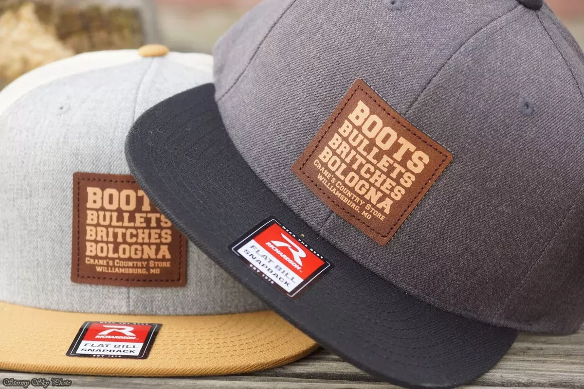 Crane's Leather Patch Flat Bill Hat - Boots Bullets Britches Bologna