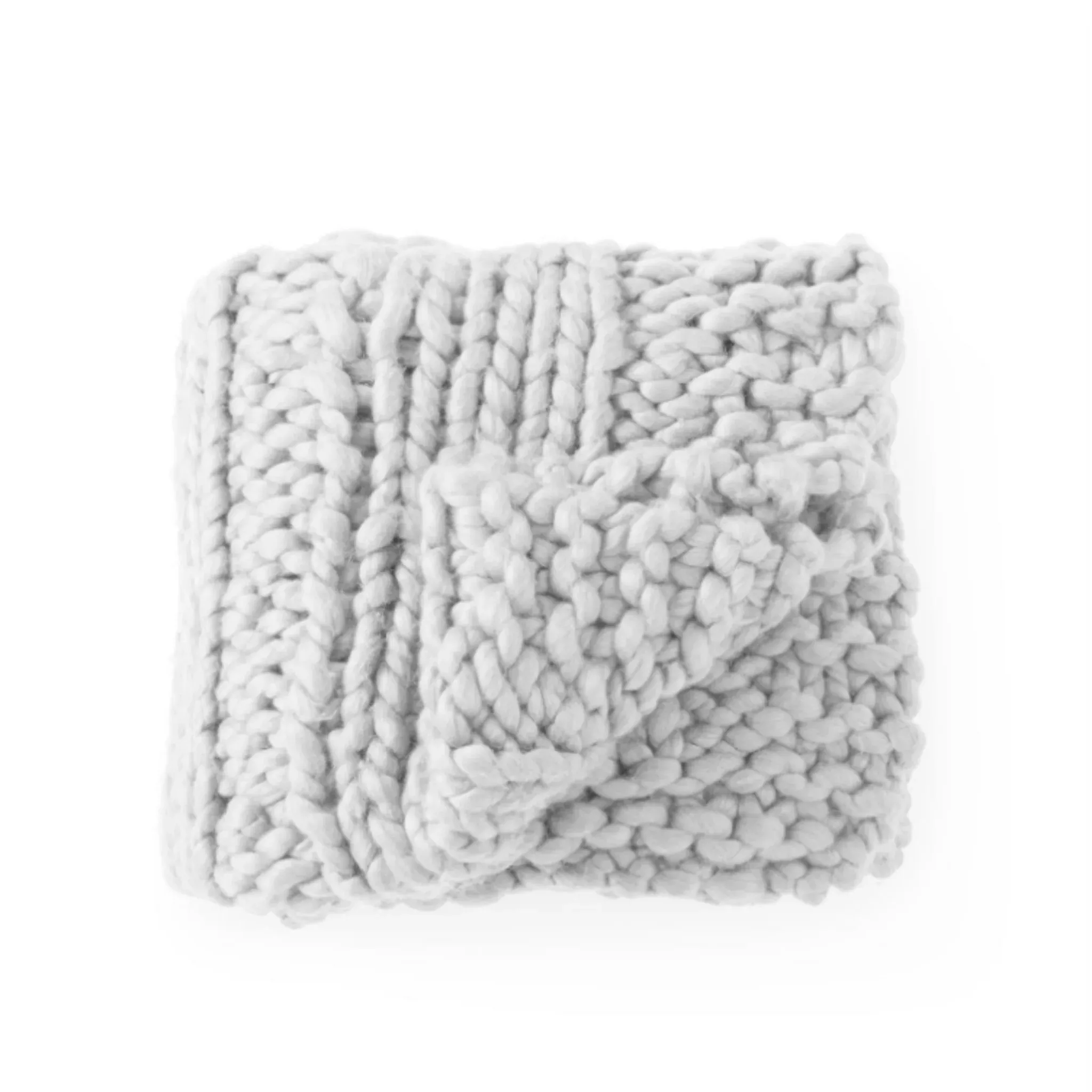 Cream Hand Knit Braided Throw