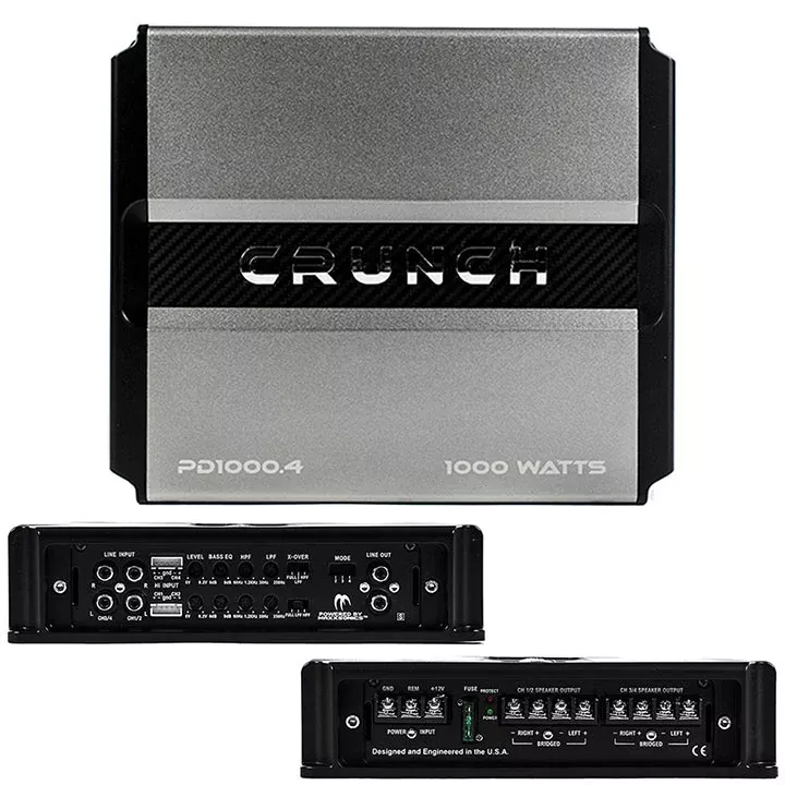Crunch PD 1000.4 Power Drive Bridgeable Amplifier 1000 Watts Class Ab 4 ch