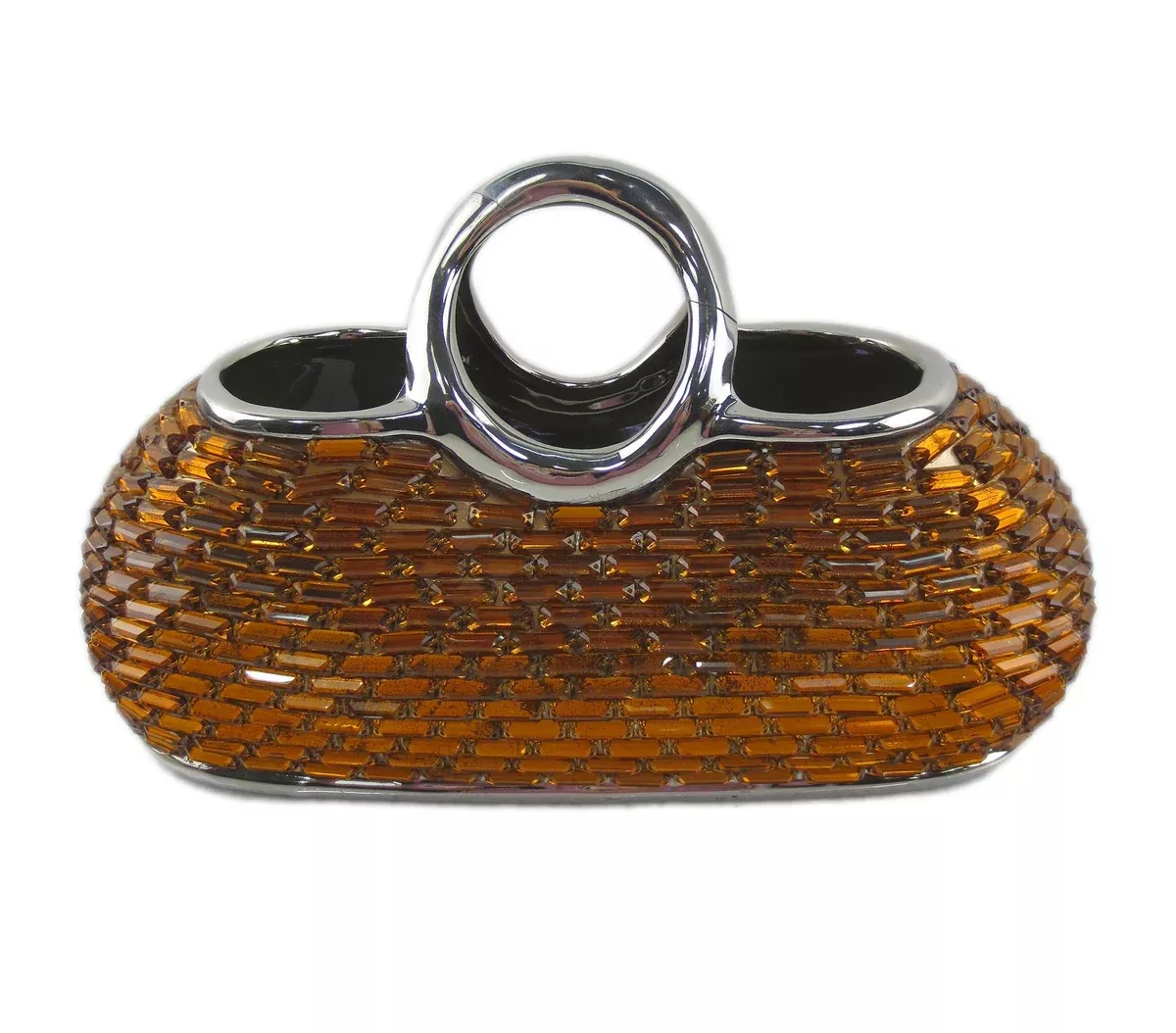 Decorative Ceramic & Glass Purse Floral Vases, 12.5" x 5.5" x 7.5"(H) DMCV010