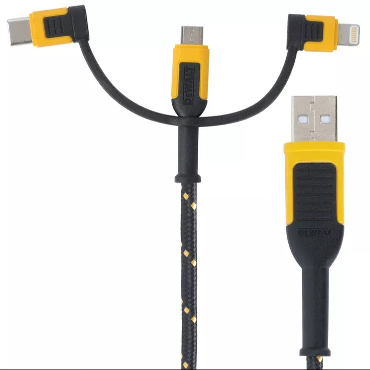 DeWalt 3-in-1 (Lightning / Micro USB / USB-C) Charging Cable - 6'