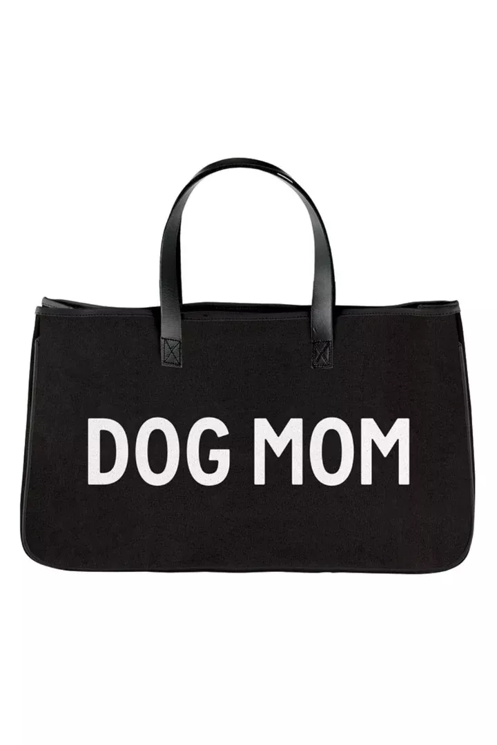 Dog Mom Black Canvas Tote