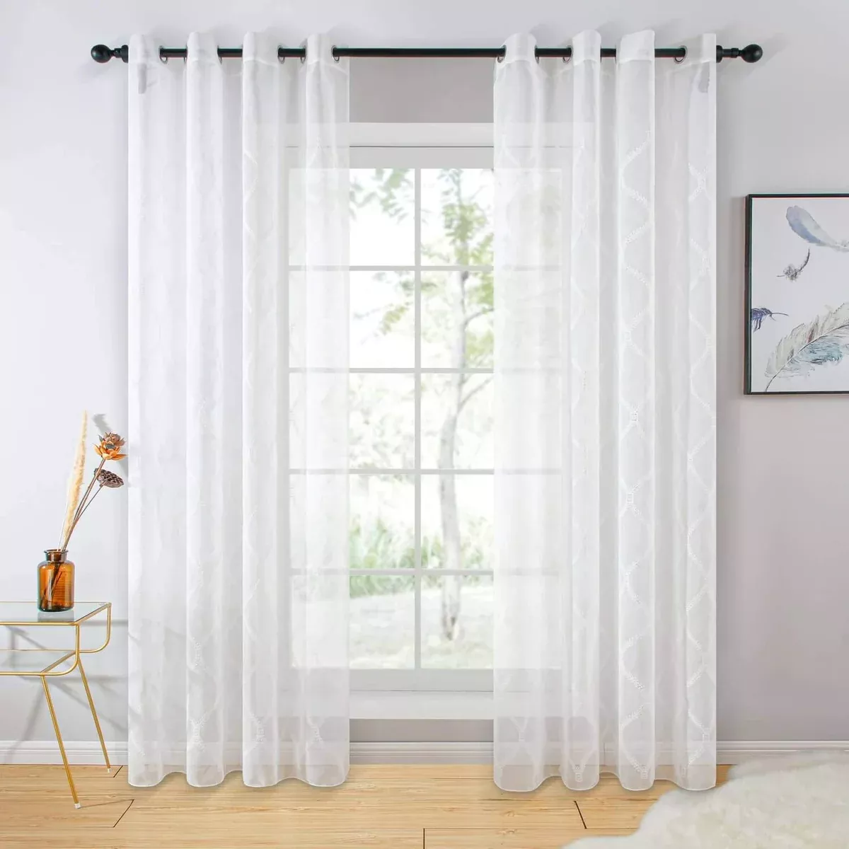 Dolce Mela White Sheer Curtain Panel Toulouse -