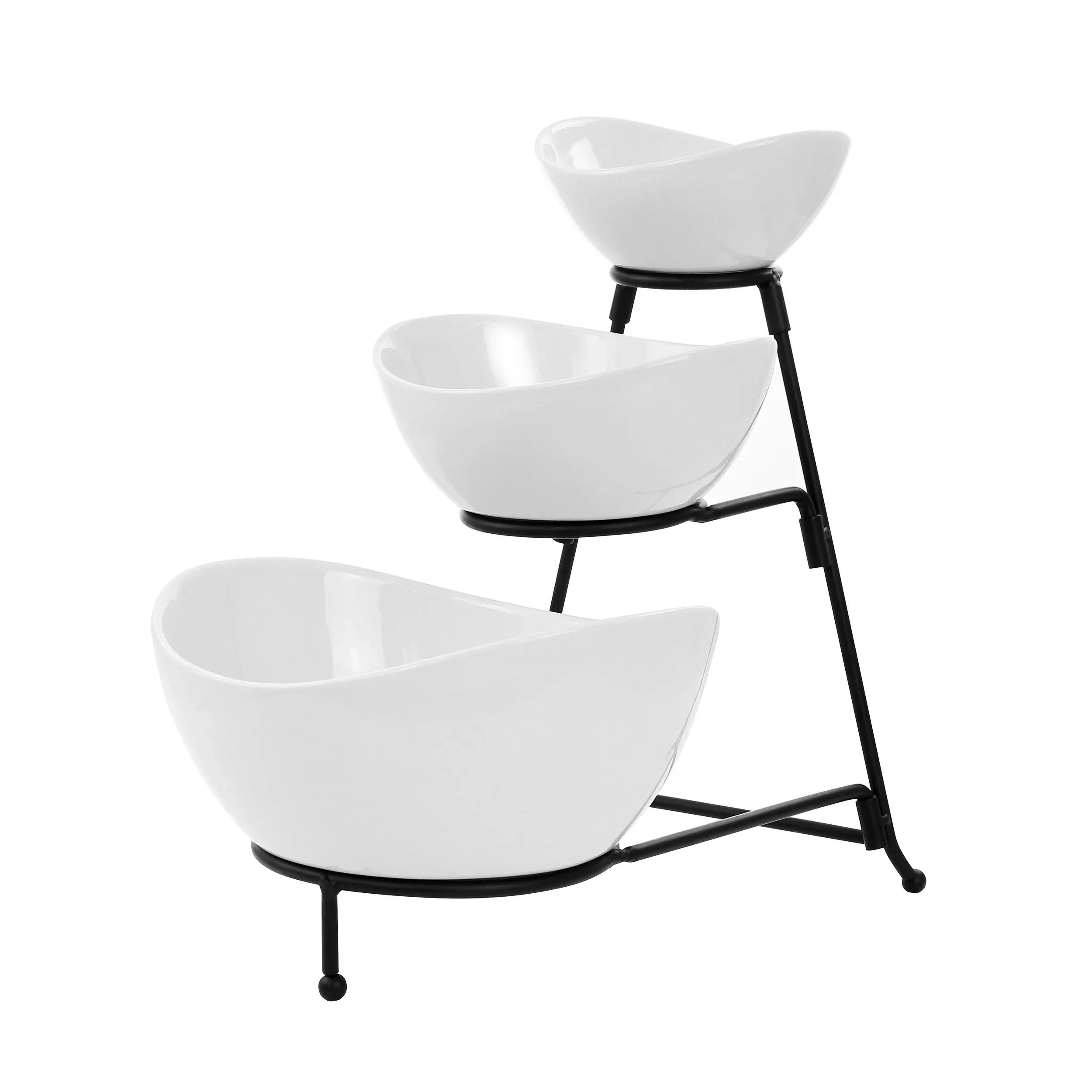 Elama3 Tier Oval Bowl Porcelain Serveware Set