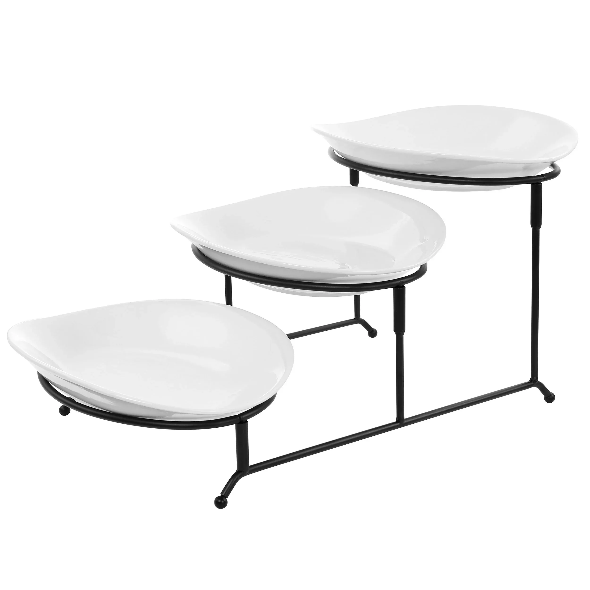 Elama3 Tier Oval Plate Porcelain Serveware Set