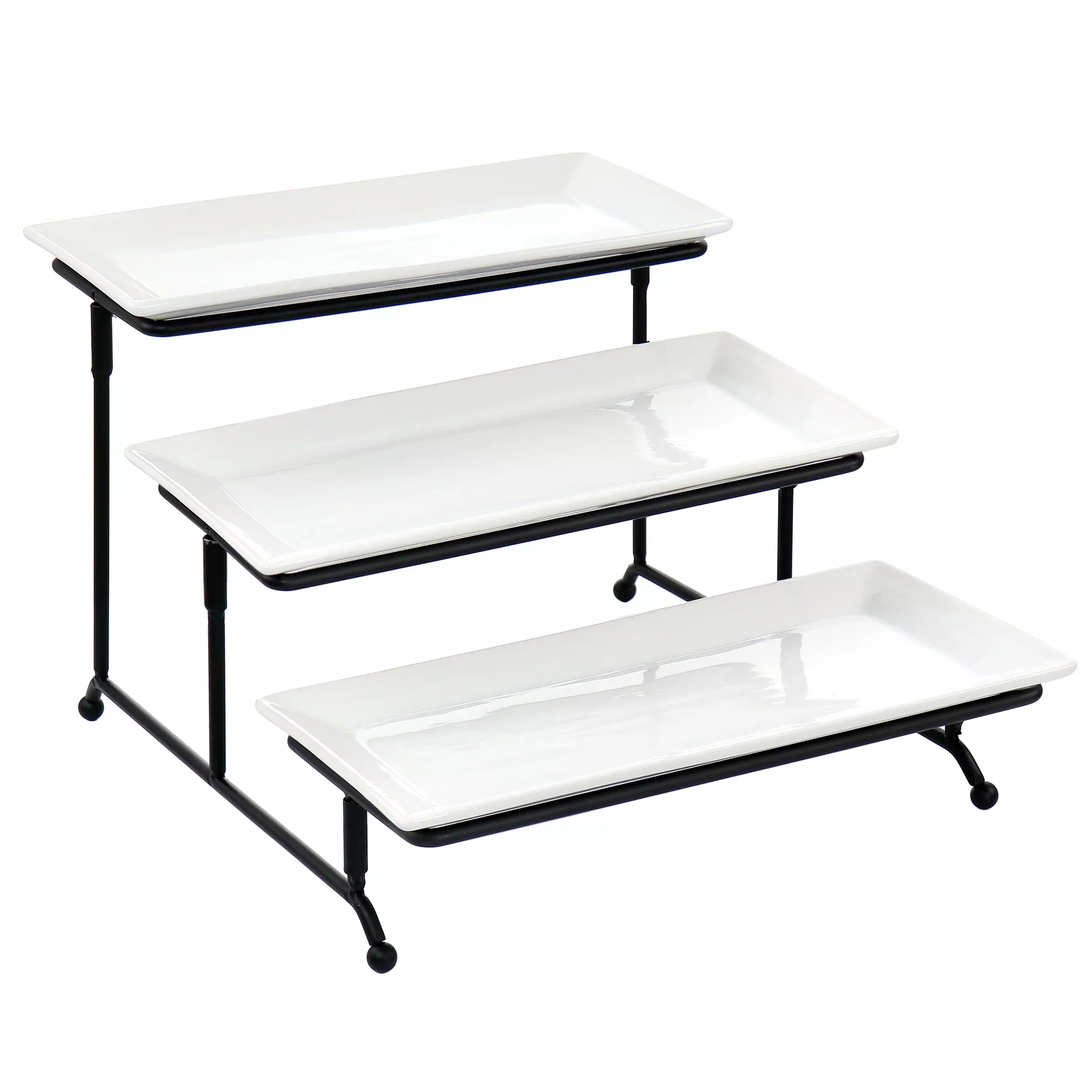 Elama3 Tier Rectangular Plate Porcelain Serveware Set