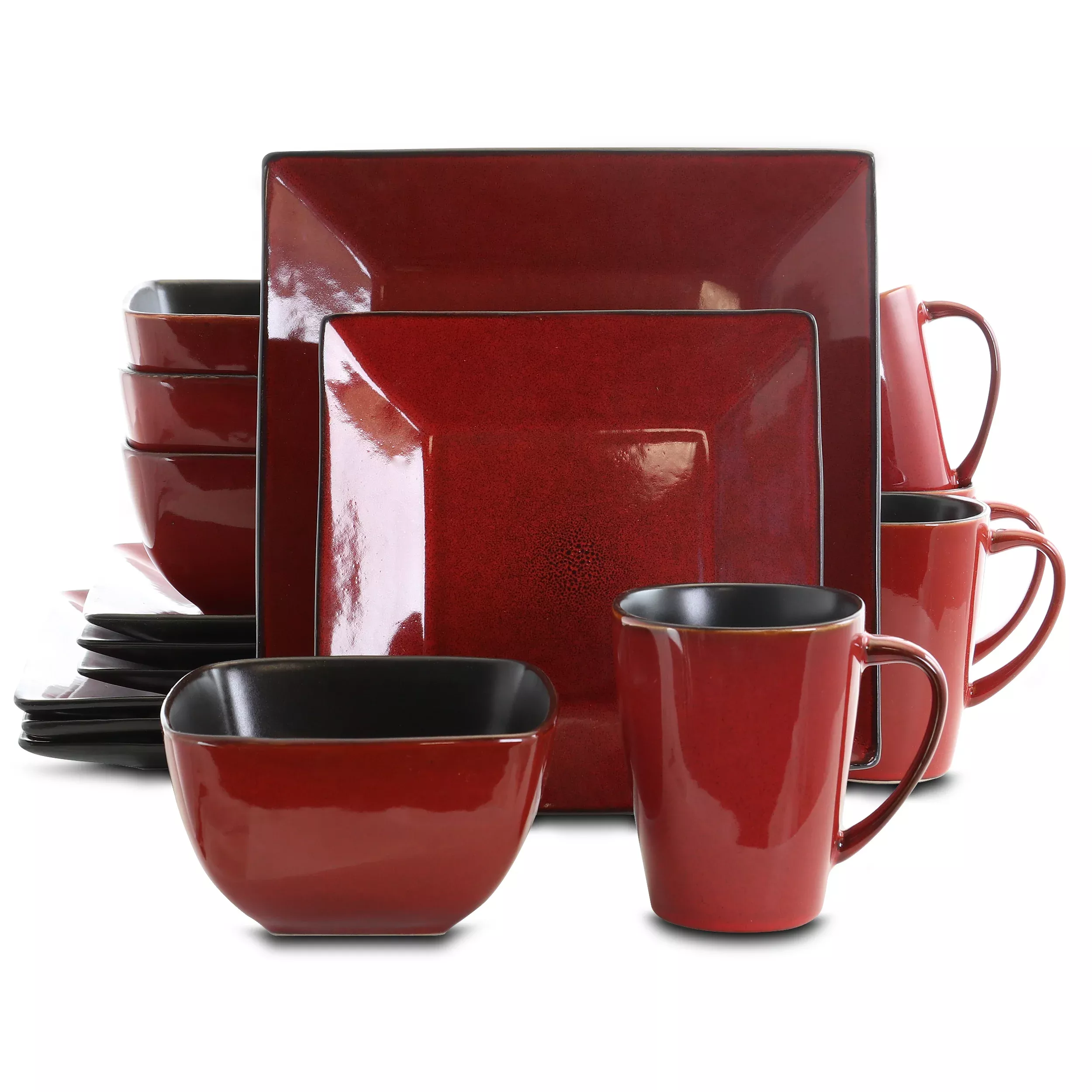 ElamaHarland Loft 16 Piece Modern Premium Stoneware set with Complete Setting for 4