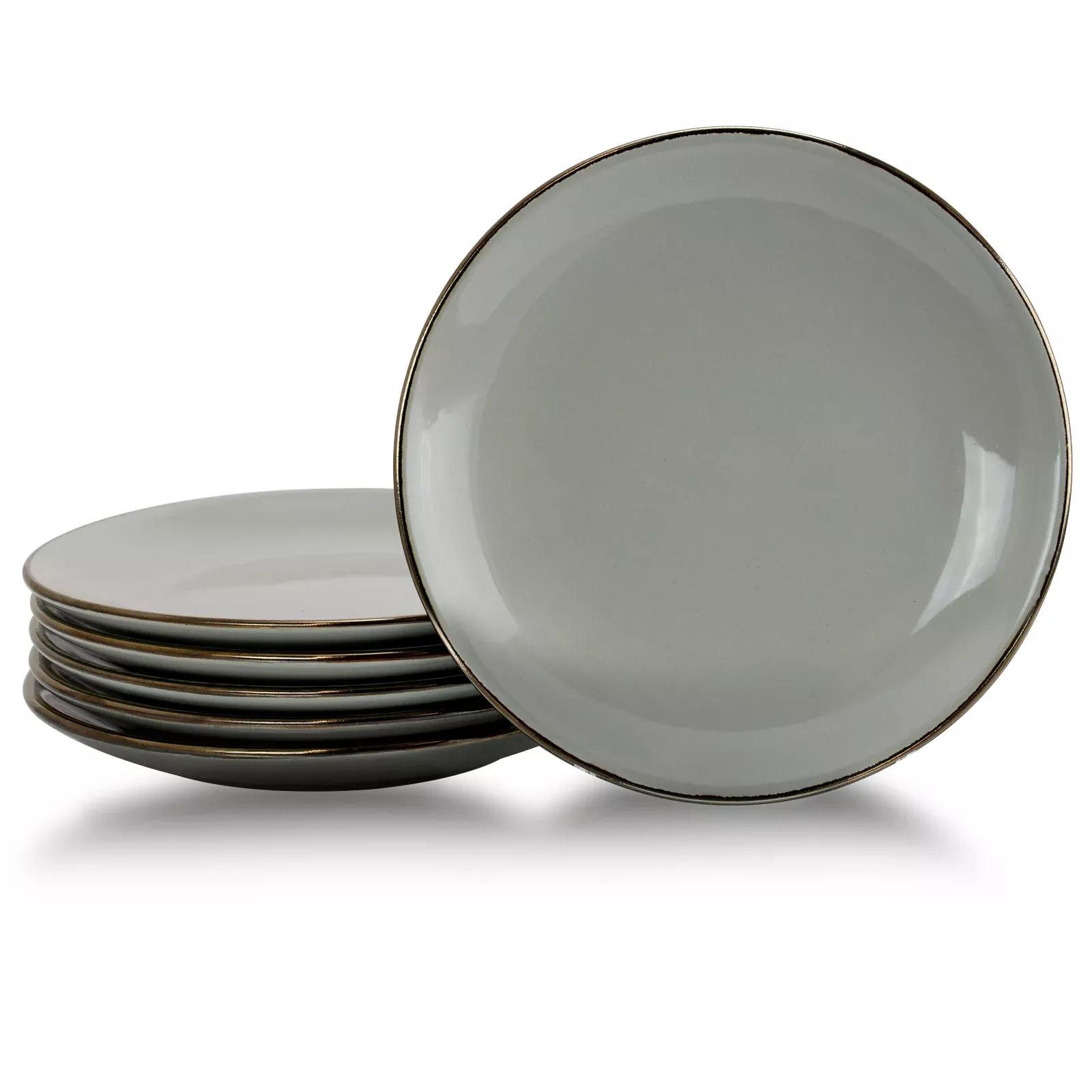 ElamaTahitian Sand 6-Piece Salad Plate Set, Light Grey