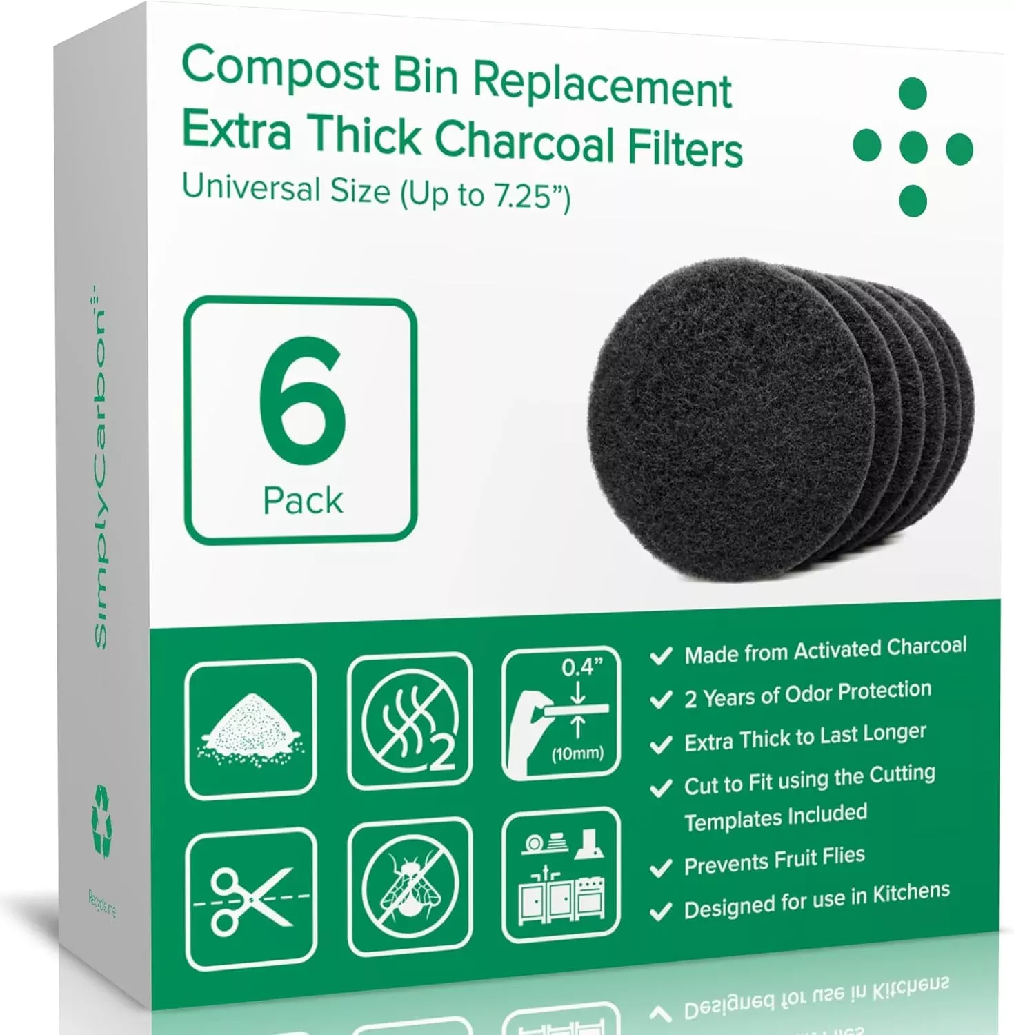Extra Thick Filters for Kitchen Compost Bins - Fits All Compost Bins up to 7.25