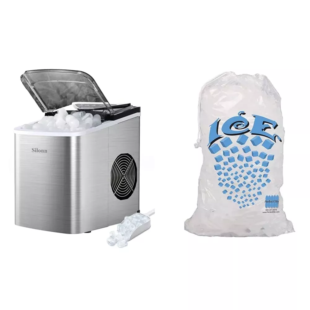 Fast Ice Maker Countertop Machine with Ice Scoop and Basket