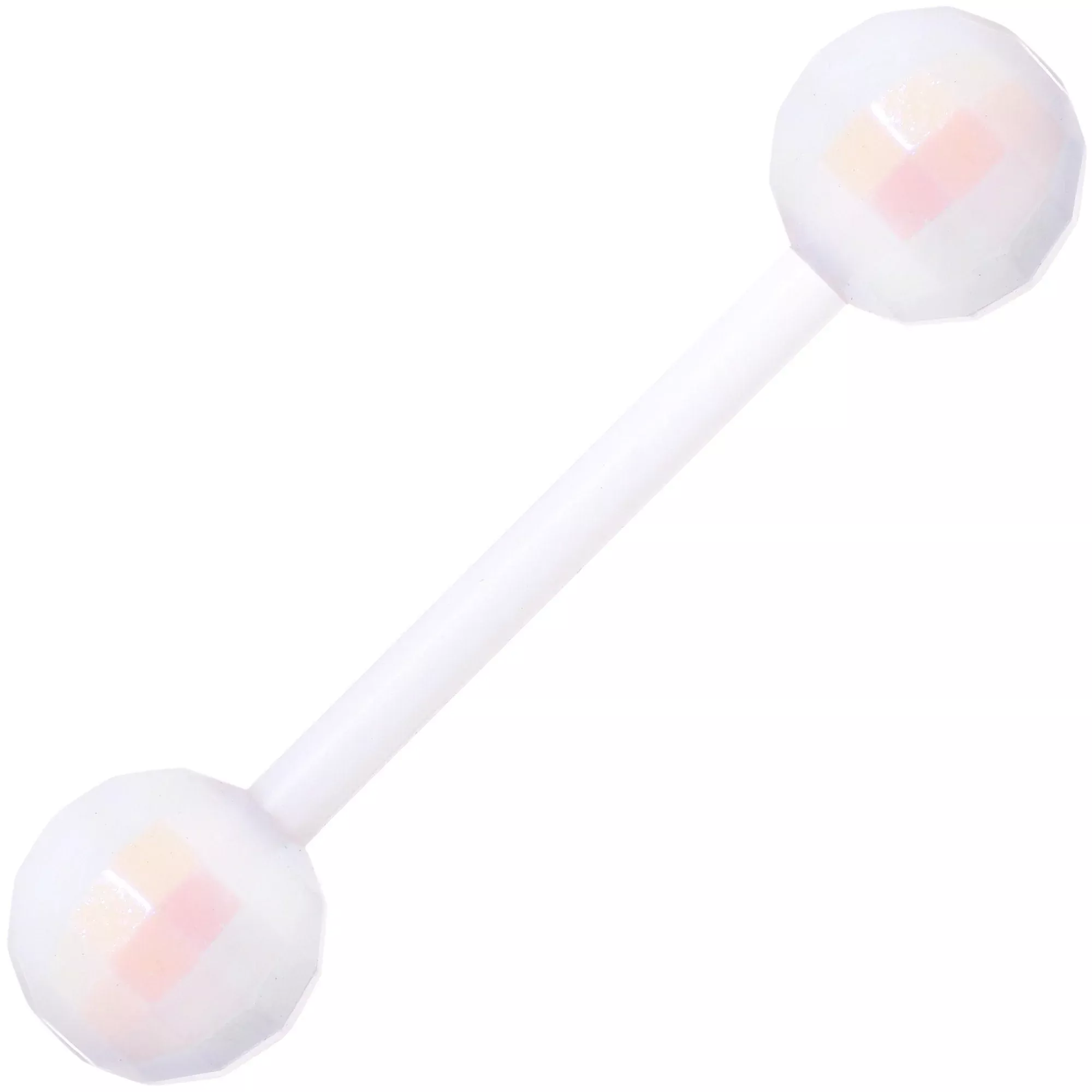 Flexible Acrylic Iridescent White Disco Ball Barbell Tongue Ring