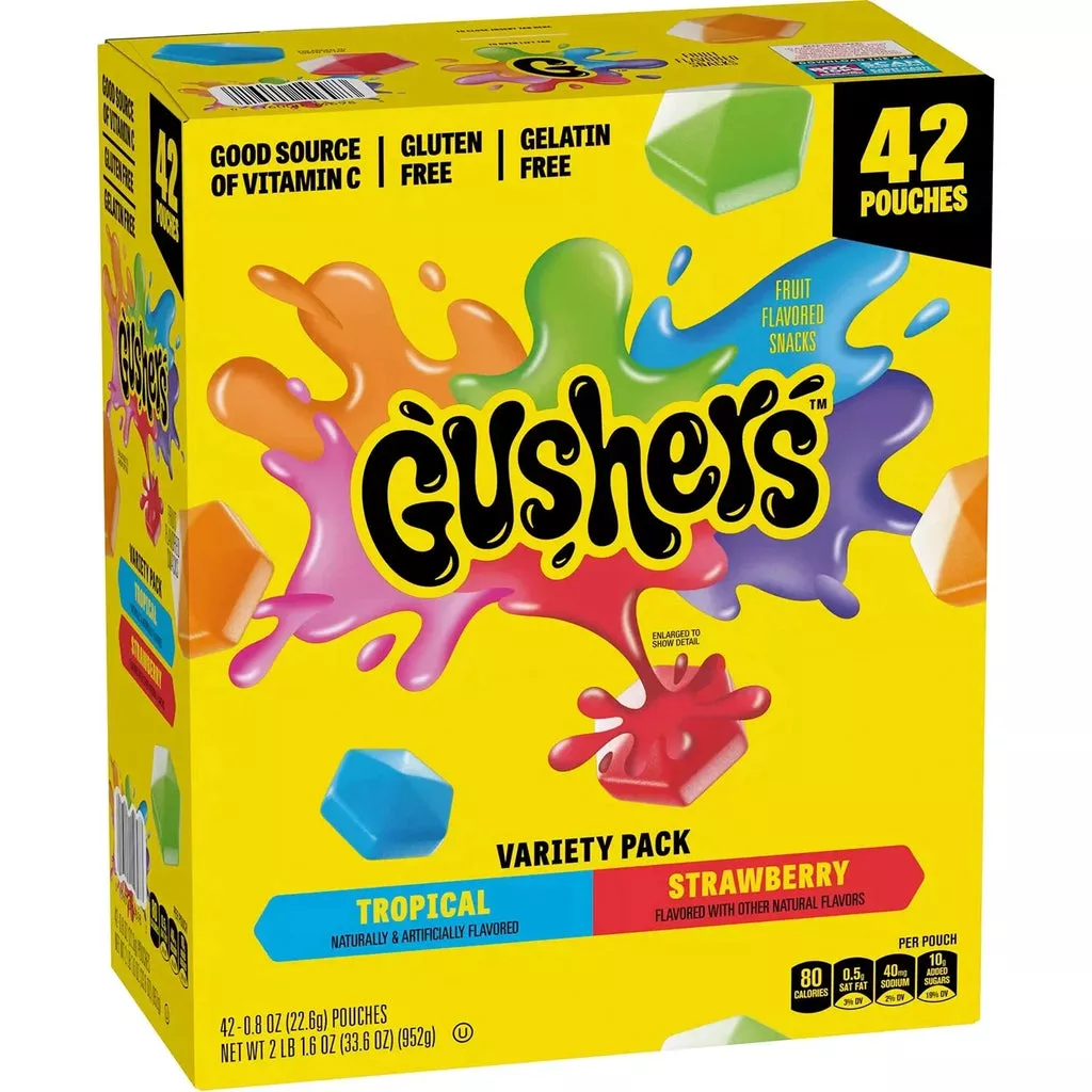 Fruit Gushers Fruit Flavored Snacks, Variety Pack, 0.8 oz, 42-Count