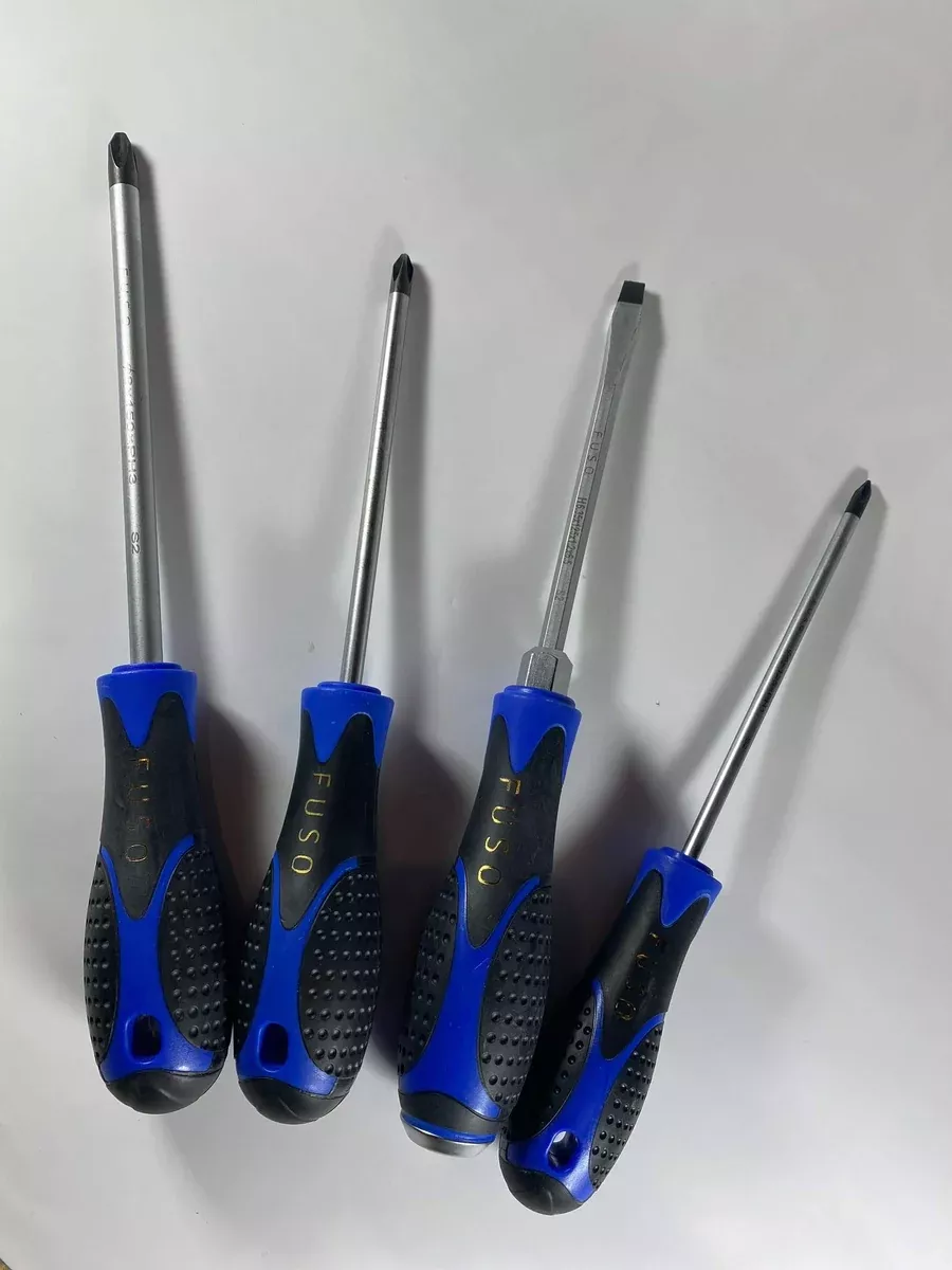 FUSOTOOL 4 PC INDUSTRIAL Screw Driver SET Slotted, PH#1, PH#2, PH#3