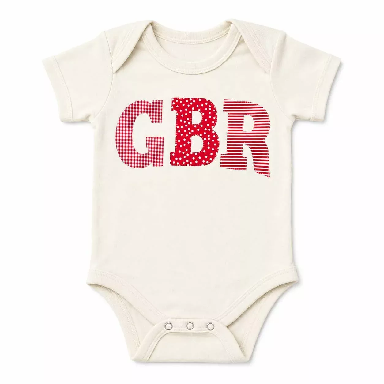 GBR Patchwork Sewn Appliqué Ivory Licensed Onesie | Multiple Sizes | H.Flynn Designs