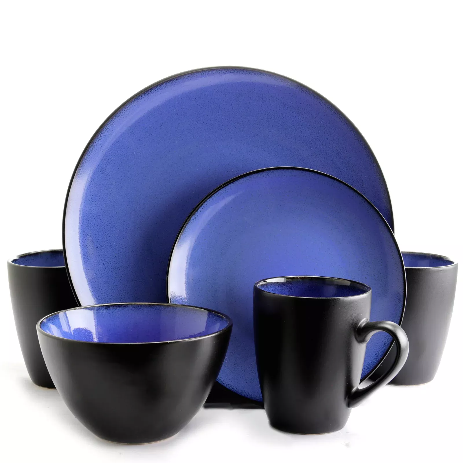 Gibson EliteSoho Lounge Round 16-Piece Dinnerware Set, Blue