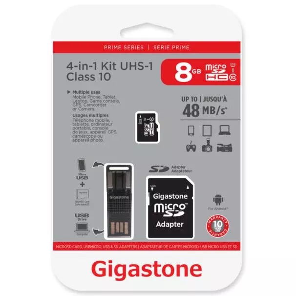 Gigastone Micro SDHC Flash Memory Card 4-in-1 Kit - 8GB