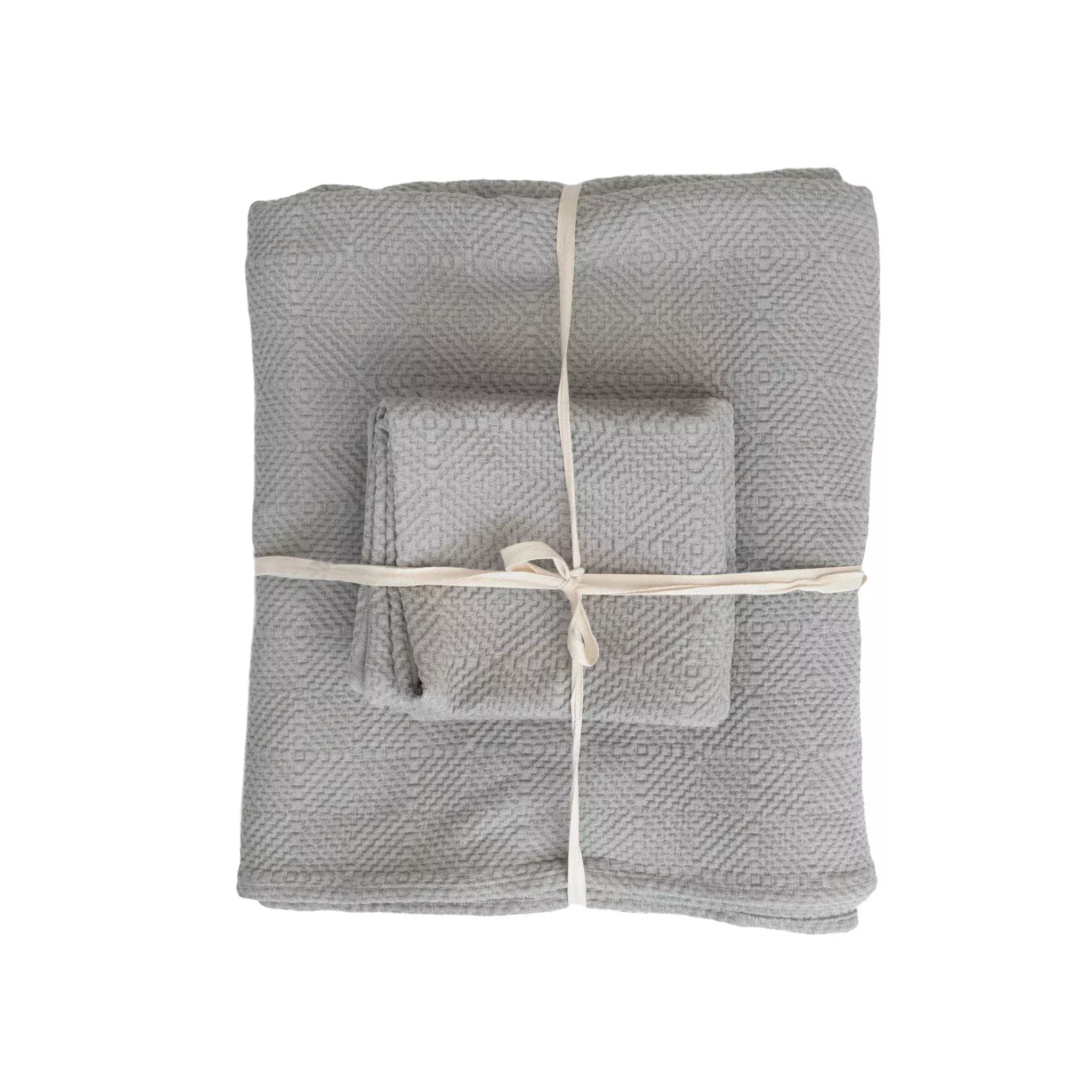 Gray Woven Jacquard Bed Set