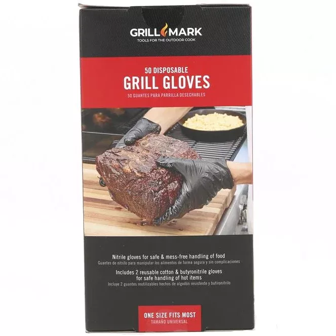 Grill Mark Disposable Latex-Free Nitrile Grill Gloves (Black) - 50 pc.