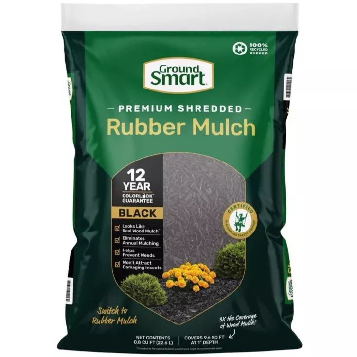 Ground Smart Shredded Rubber Mulch (Black) - 0.8cu. ft.