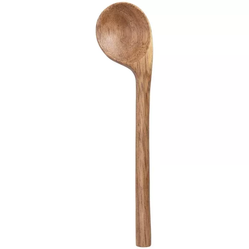Hand-Carved Angled Acacia Wood Spoon - 7"