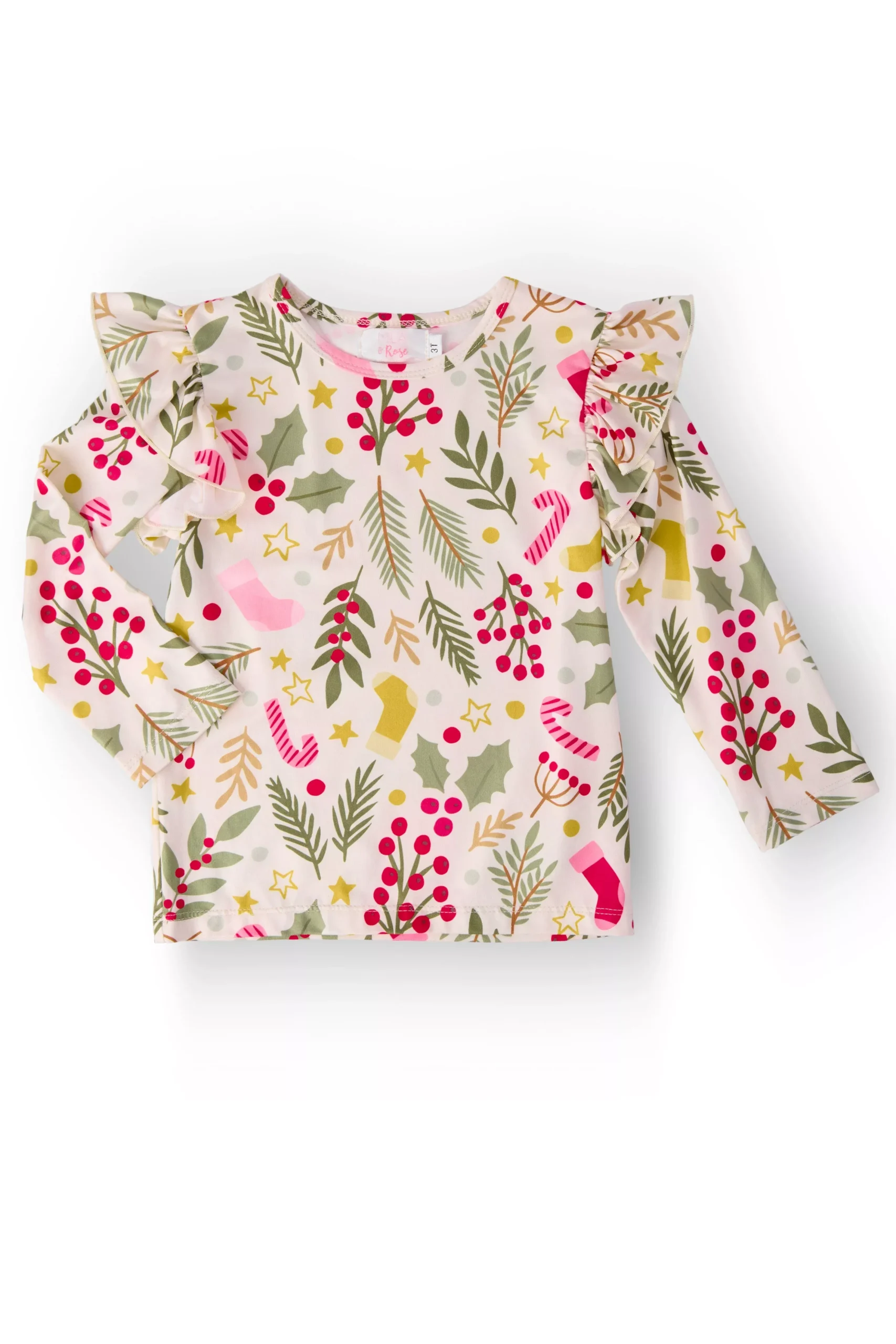 Holly Jolly Christmas L /S Ruffle Tee