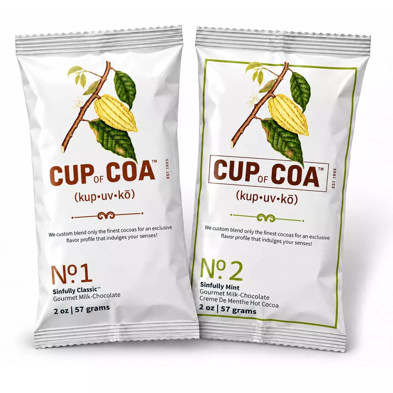 Hot Cocoa Classic & Mint Bundle | 2 oz of 1 Each | Cup of Coa