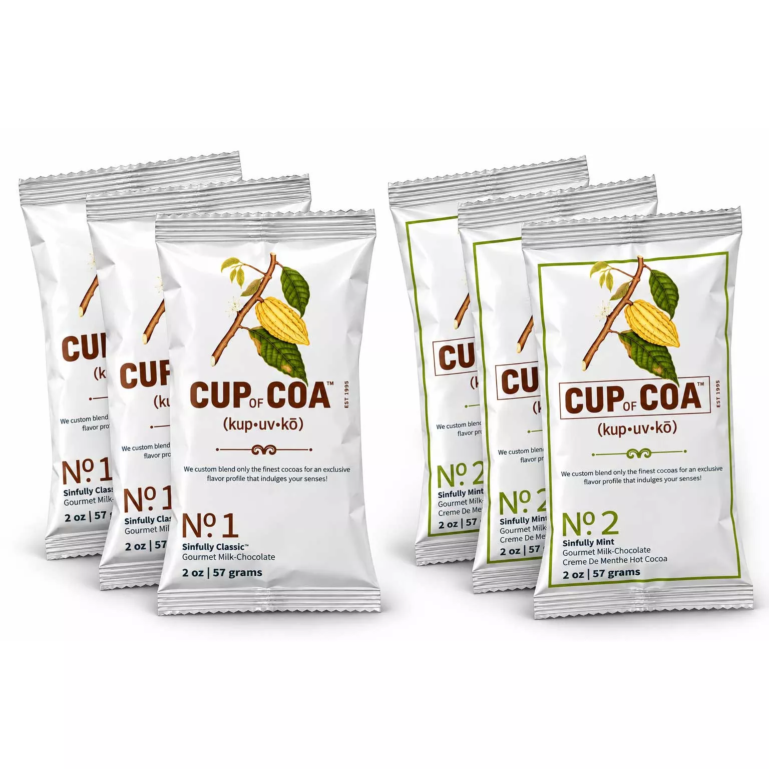 Hot Cocoa Classic & Mint Bundle | 2 oz of 3 Units Each | Cup of Coa