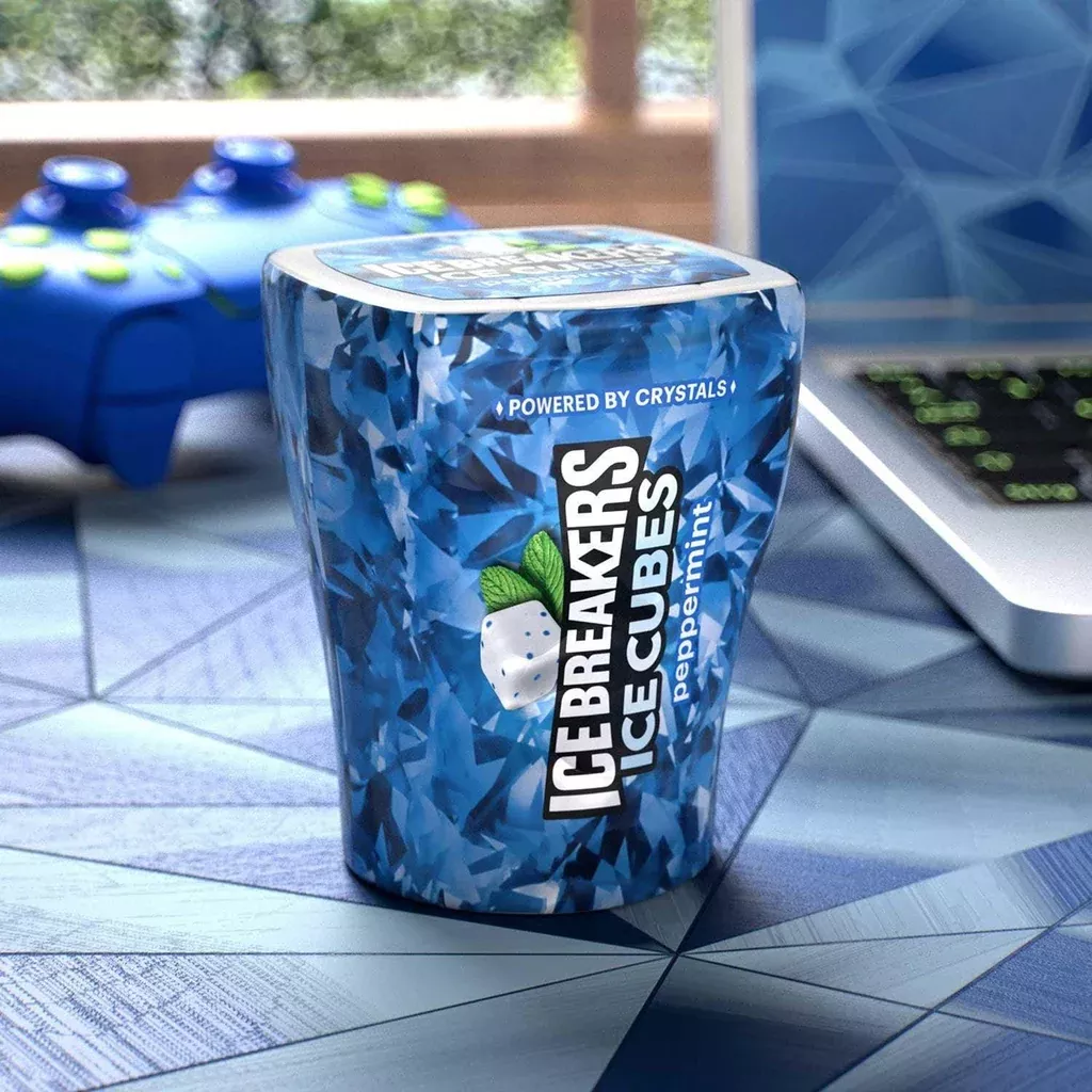 ICE BREAKERS Ice Cubes, Peppermint Sugar Free Chewing Gum, 40 pcs., 4 pk.