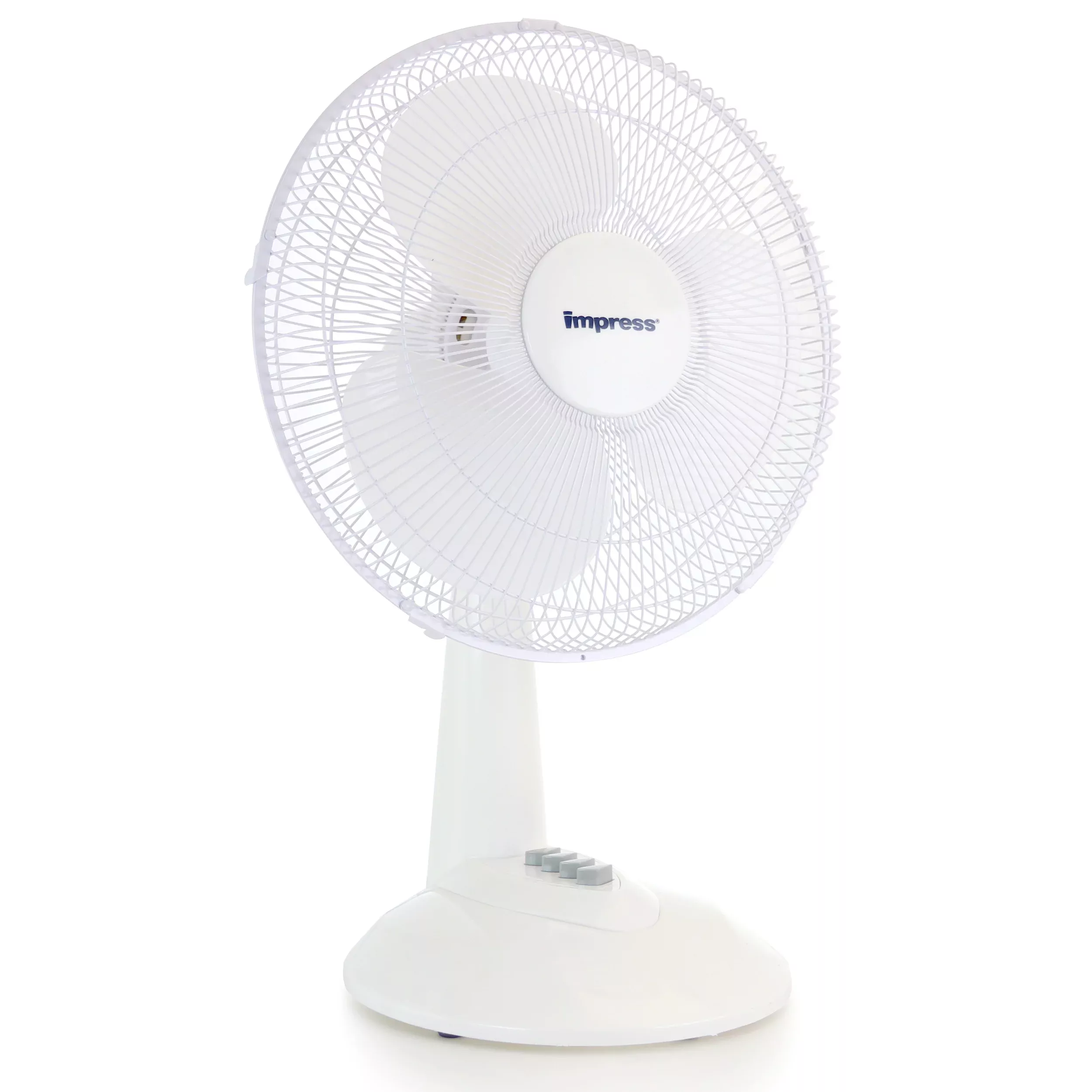 Impress12 Inch 3 Speed Oscillating Table Fan in White