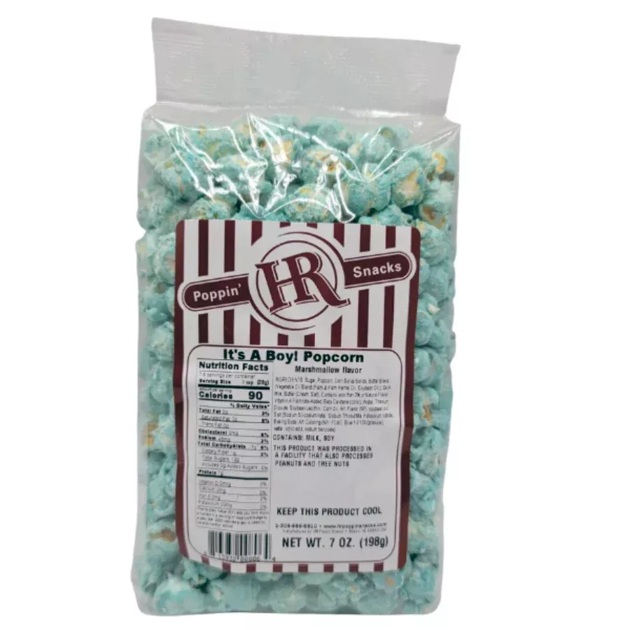 It's A Boy Blue Marshamallow Flavored Popcorn | 7 oz | HR Poppin' Snacks