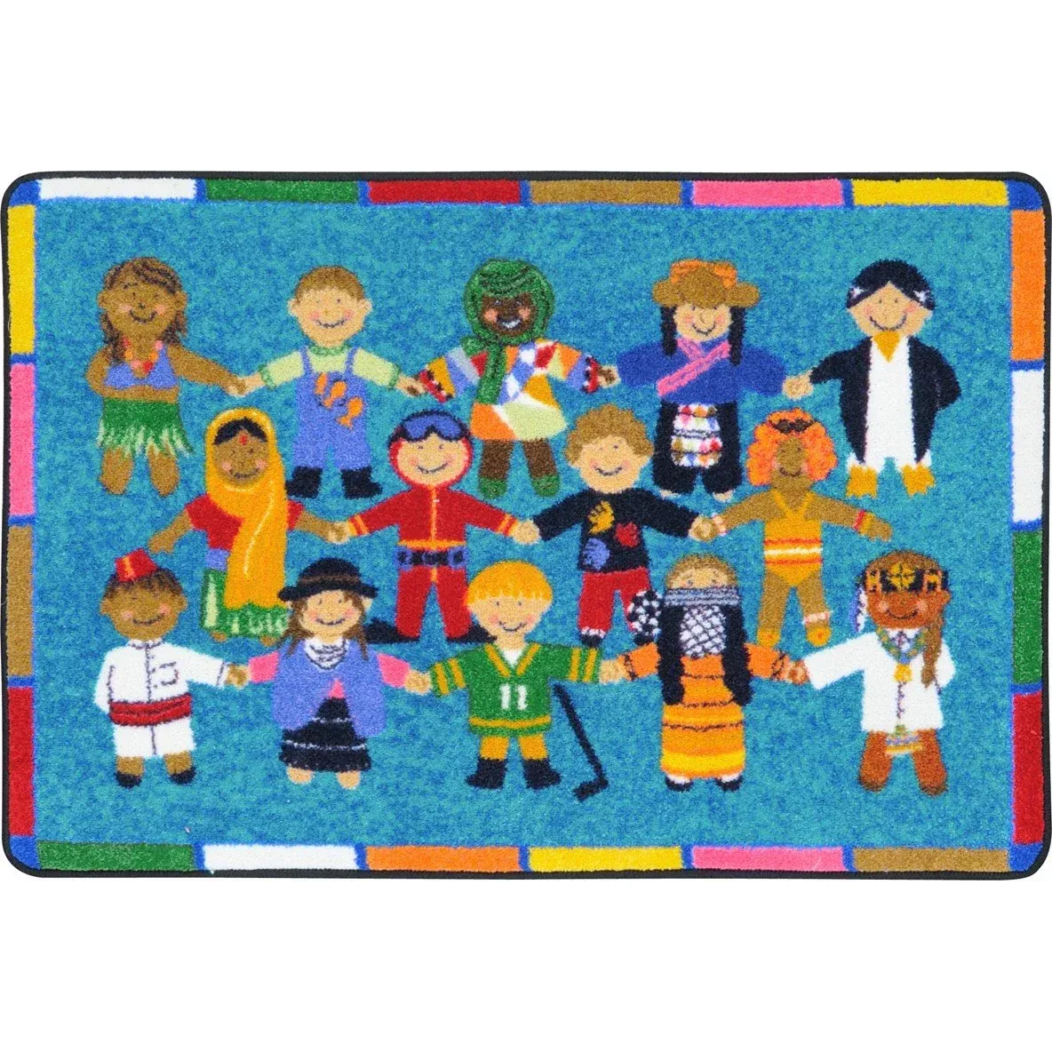 Joy Carpets 1488A 2 ft. 8 in. x 3 ft. 10 in. Hands Around the World Kid Essentials Rectangle Rug44; Multicolor