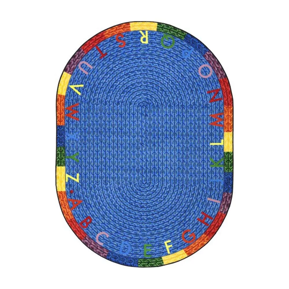 Joy Carpets Alphabet Braid Rug, Multi, 3'10" x 5'4" Oval