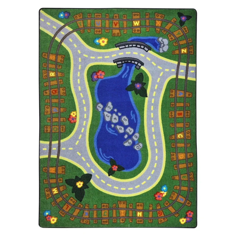 Joy Carpets Alphabet Express Rug, Multi, 5'4" x 7'8"