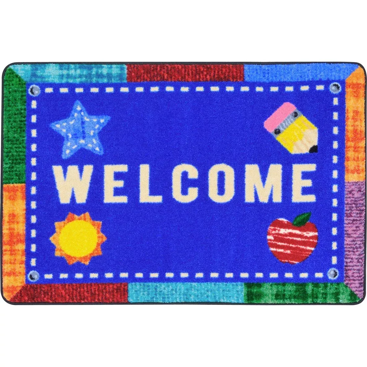 Joy Carpets Alphabet Upcycle 2'8" x 3'11" Area Rug in Color Multi