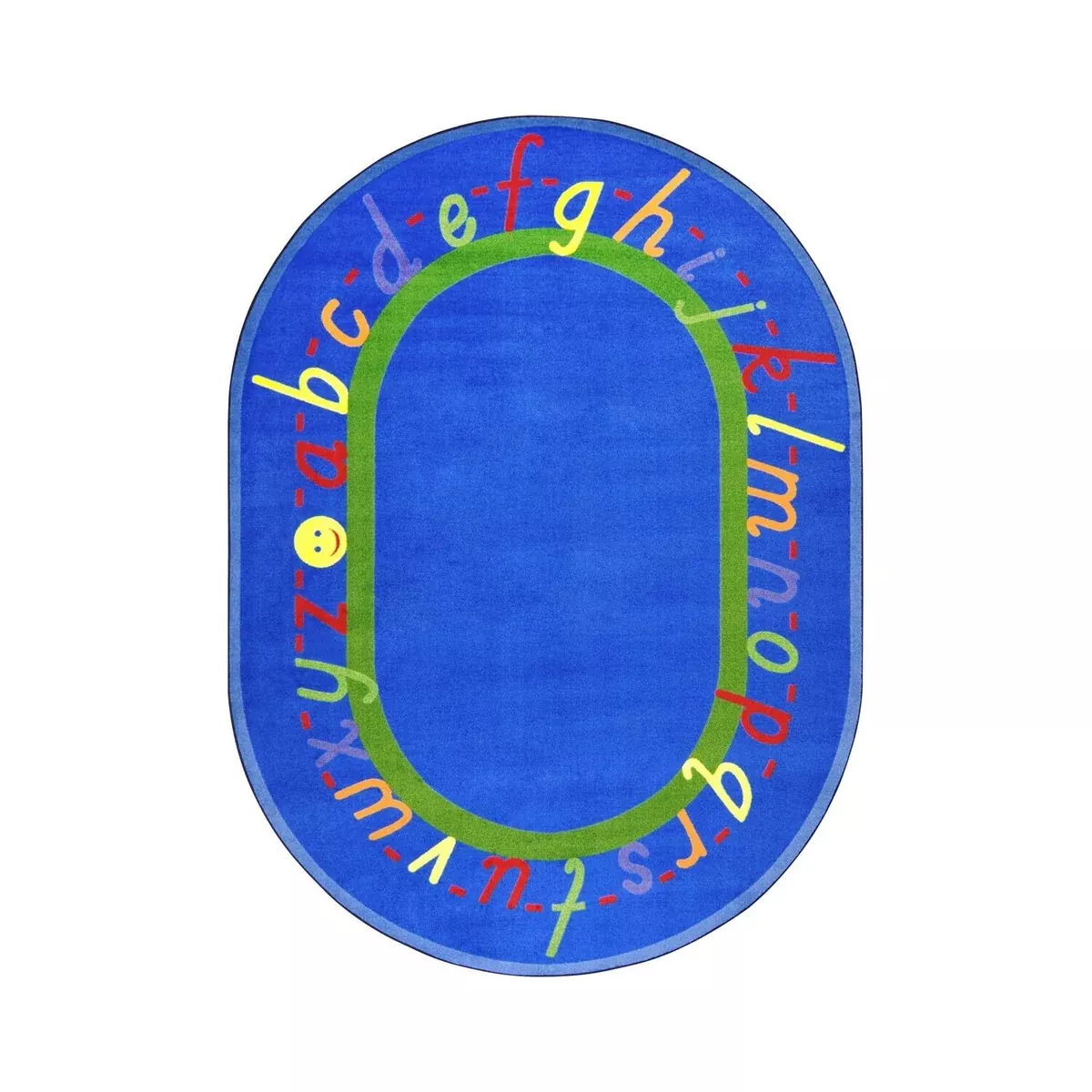 Joy Carpets AlphaScript Rug, Blue, 5'4" x 7'8" Oval