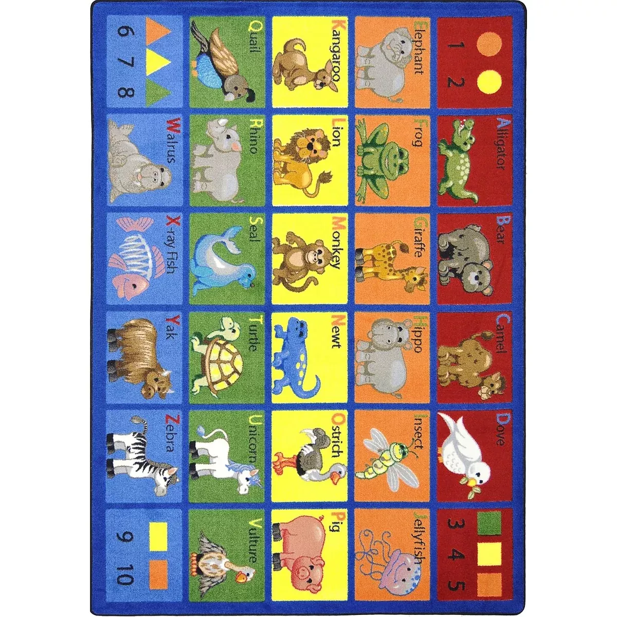 Joy Carpets Animal Phonics Rug, Multi, 5'4" x 7'8"