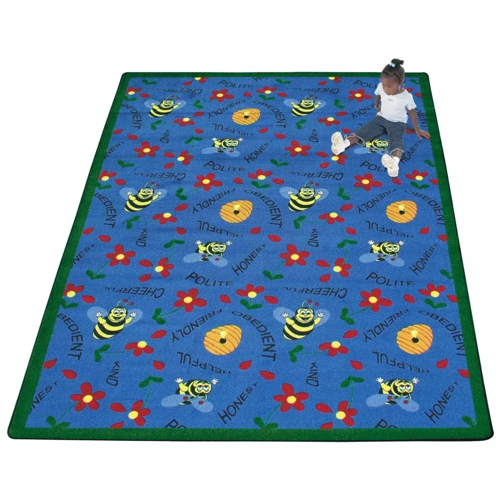Joy Carpets Bee Attitudes Rug, Blue, 3'10" x 5'4"