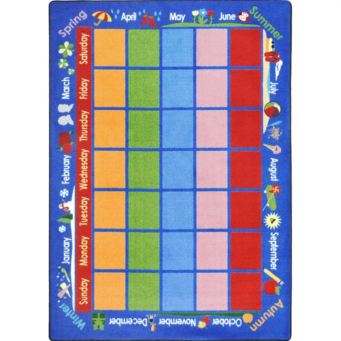Joy Carpets Celebrations Calendar Area Rug, 5'4" x 7'8", Multi