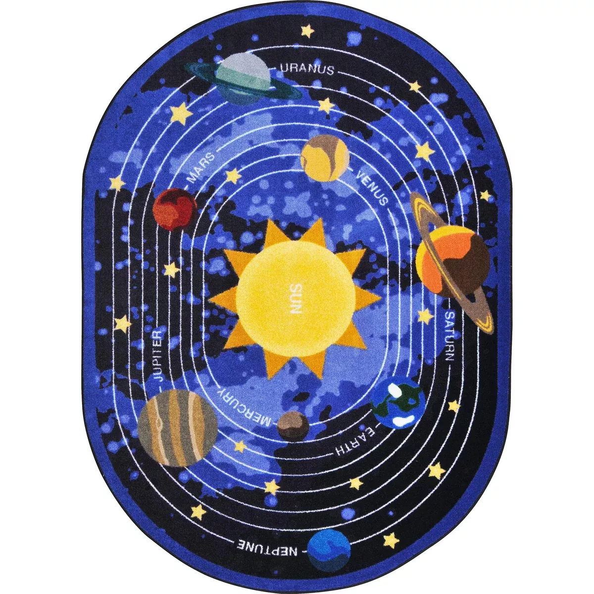Joy Carpets Cosmic Wonders Rug, Black, 7'8" x 10'9" Oval