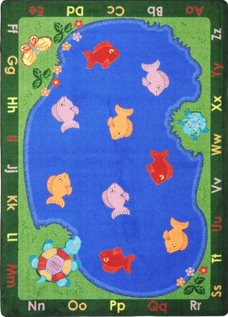 Joy Carpets Fishin' Fun Rug, Multi, 5'4" x 7'8" Oval