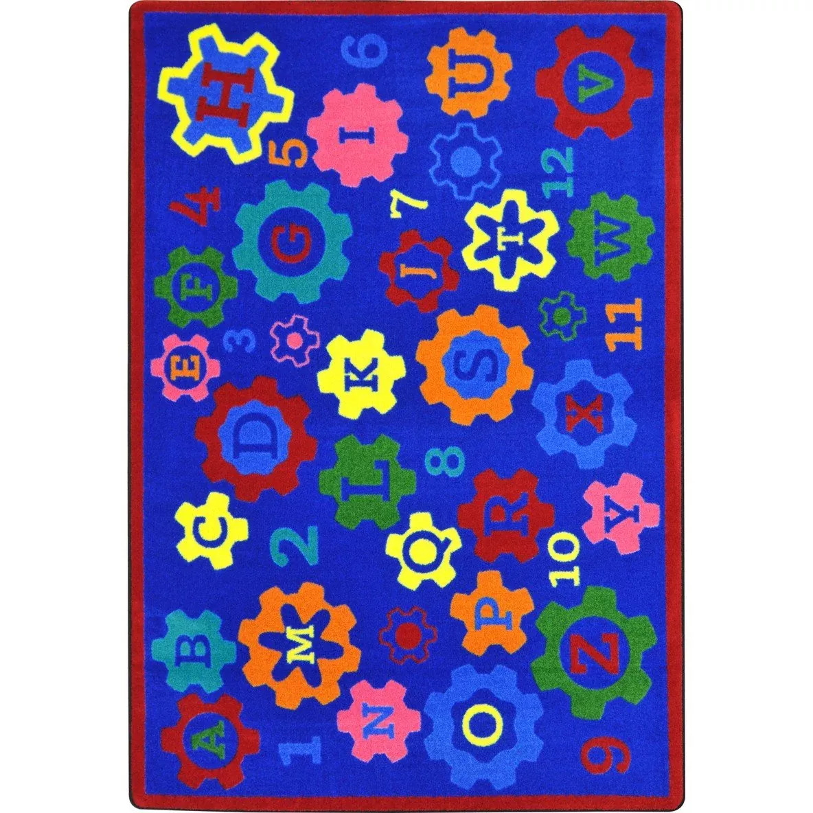 Joy Carpets Geared for Learning 5'4" x 7'8" Area Rug in Color Multi