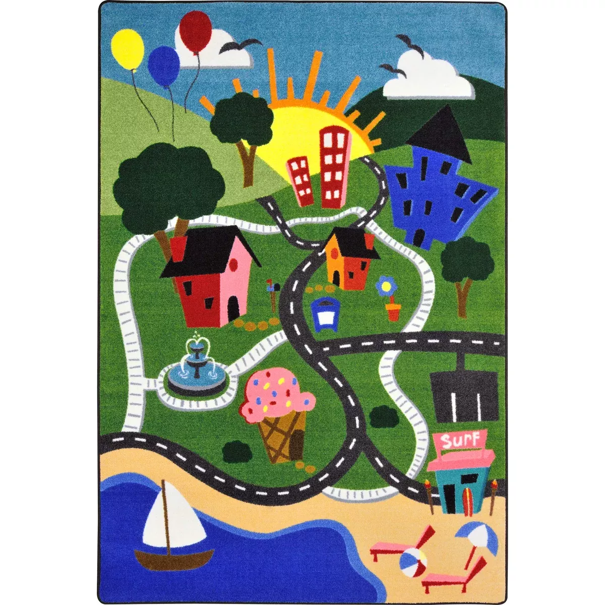 Joy Carpets Happy Town Rug, Multi, 5'4" x 7'8"