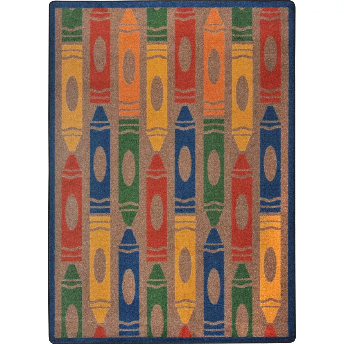 Joy Carpets Jumbo Crayons Area Rug, 5'4" x 7'8", Earthtone