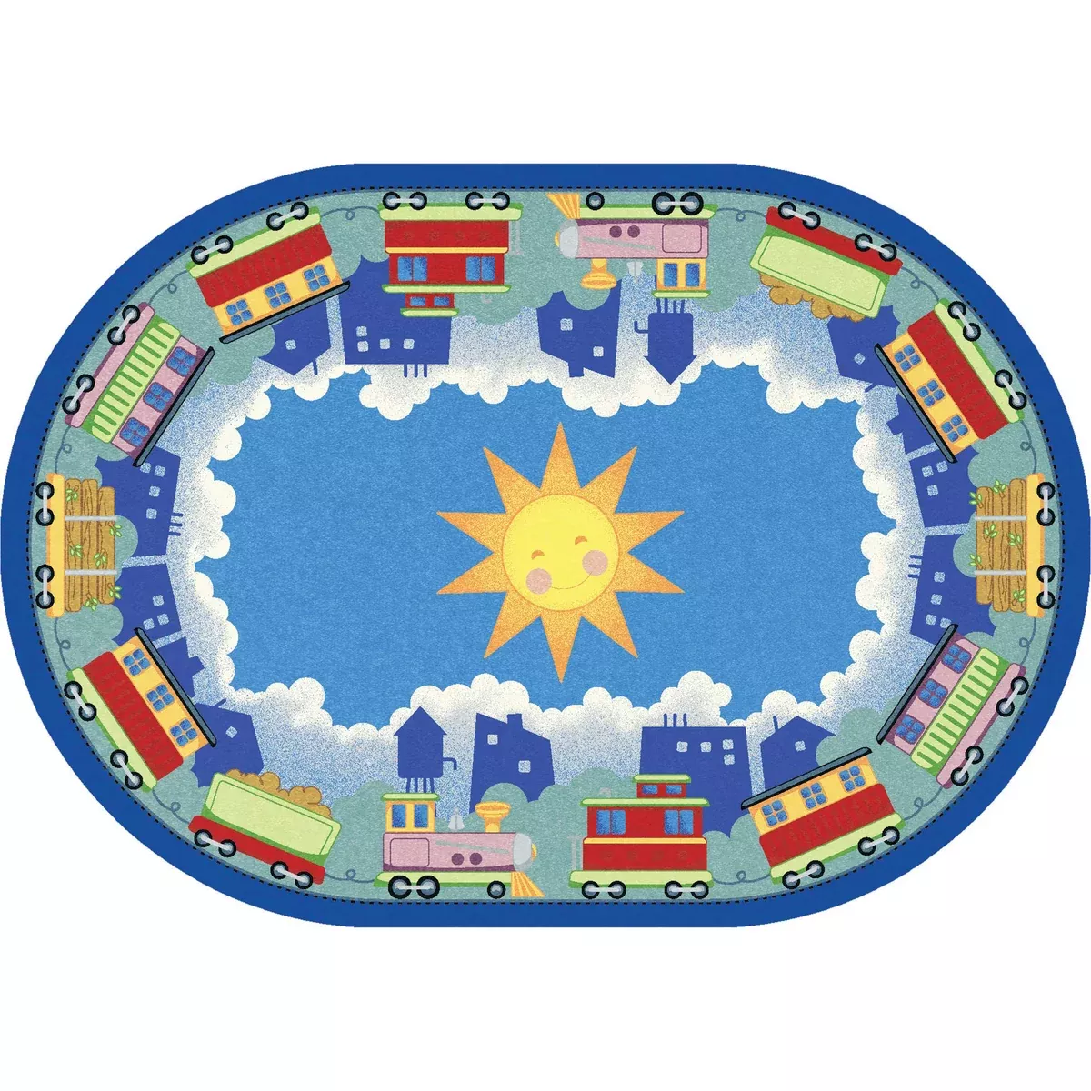 Joy Carpets Kid Essentials Infants & Toddlers in Training Rug, Multicolored, 5'4" x 7'8" Oval